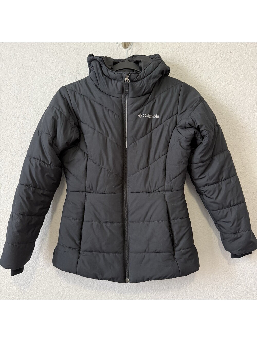 Columbia Kids Medium 10/12 Black Insulated Puffer Jacket Hooded Winter Coat